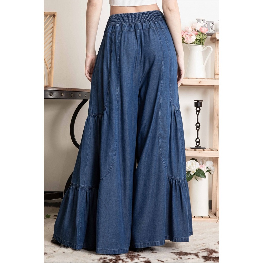 Blue Velvet Dark Wash Ultra Wide Leg Denim Pull Ons - Picture 3 of 9